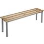 Benchura Club round frame changing room bench with wooden seat slats