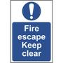 Fire Escape Keep Clear Sign - 300 x 200mm