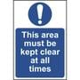 This Area Must Be Kept Clear At All Times Safety Signs