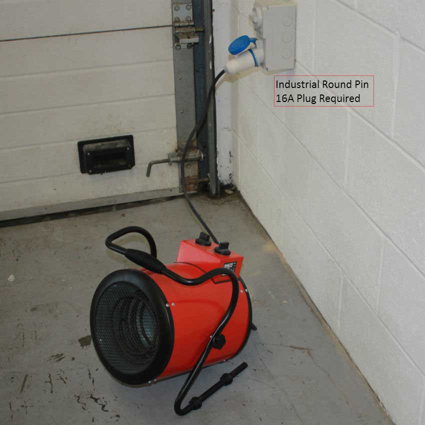3kW Industrial Heater - Requires Round Pin 16A Plug