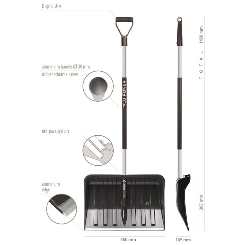 Alutube snow shovel technical specifications