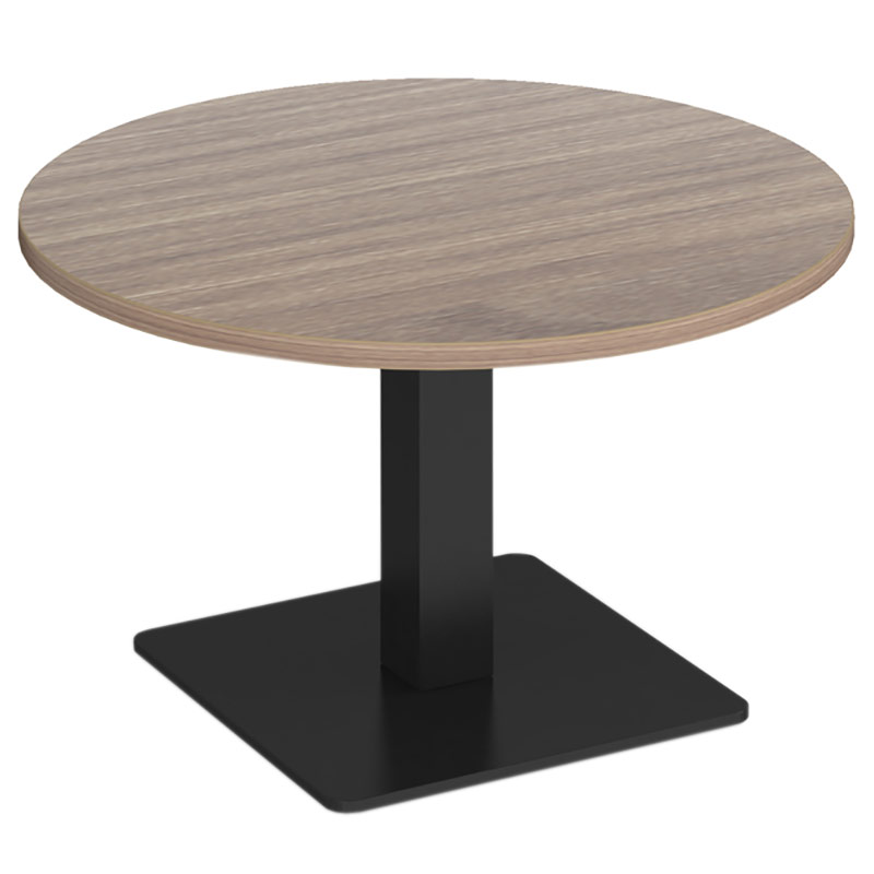 	Brescia circular coffee table with square black base and Barcelona Walnut top