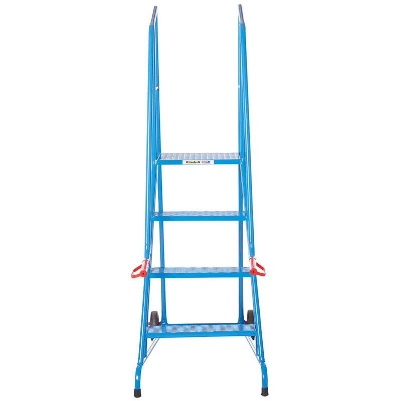 Climb-It 4-tread loading steps with rear wheels - powder-coat blue finish