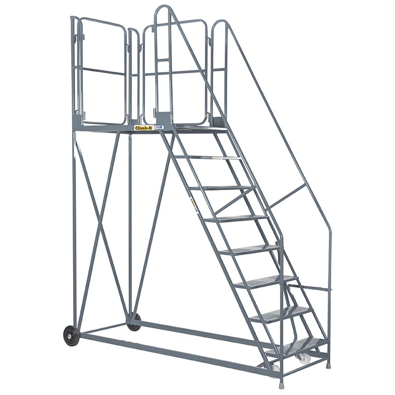 Climb-It 8-tread easy slope grey work platform with 1200mm platform