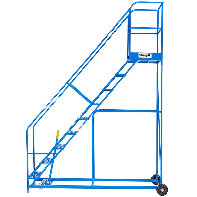 Climb-it 9-tread easy climb warehouse steps - blue