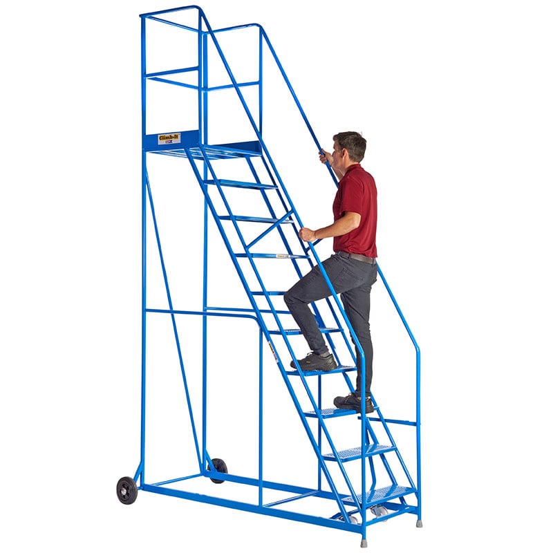 Climb-it 10 tread blue warehouse safety steps