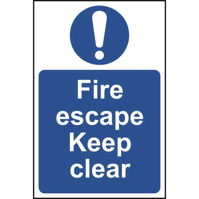 Fire Escape Keep Clear Sign - 300 x 200mm