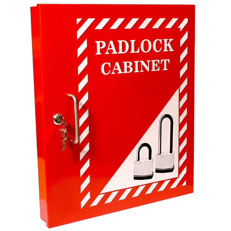 Red steel lockout padlock cabinet