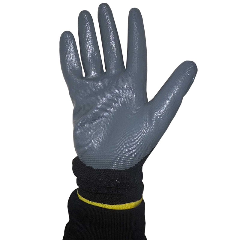 Palm-coated nitrile safety gloves