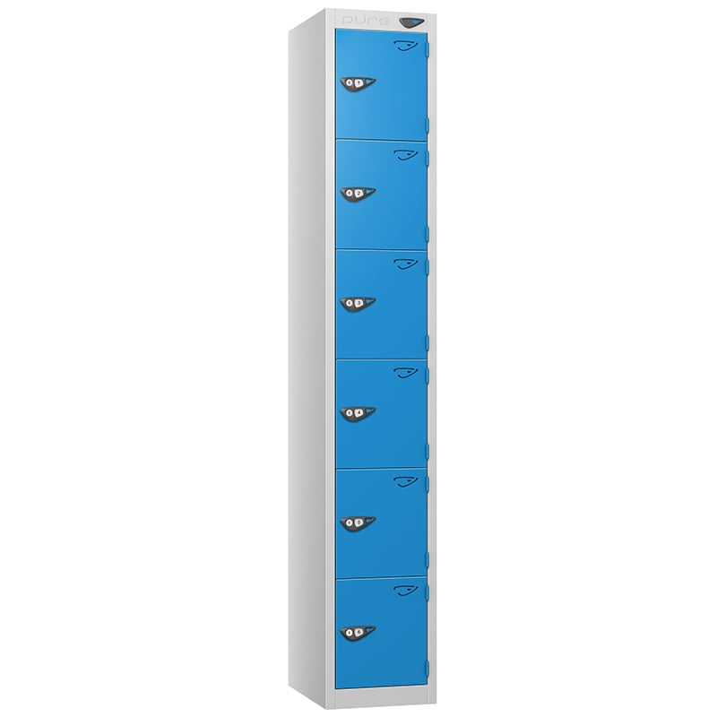 Pure 6-door locker with cobalt blue doors