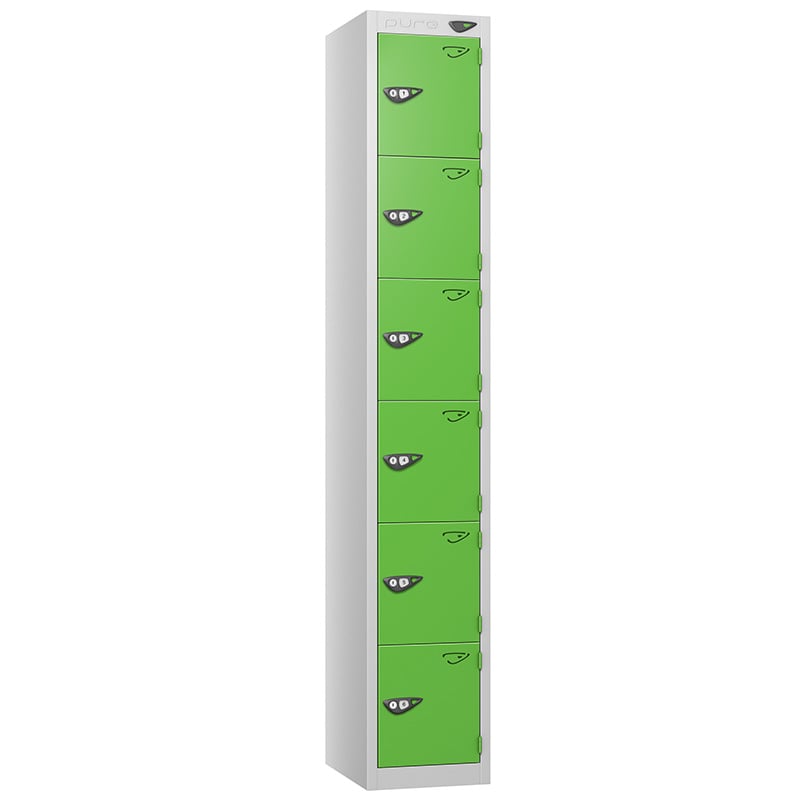 Pure 6-door locker with green doors