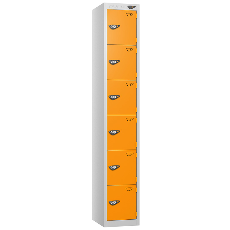 Pure 6-door locker with magma orange doors