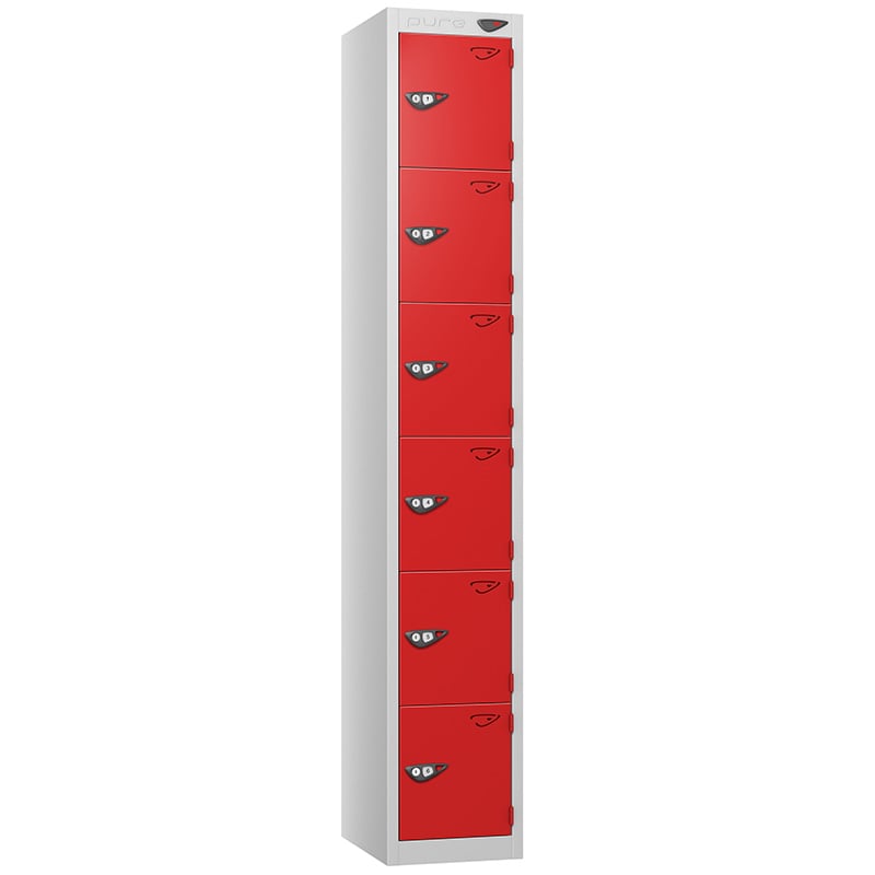 Pure 6-door locker with flame red doors