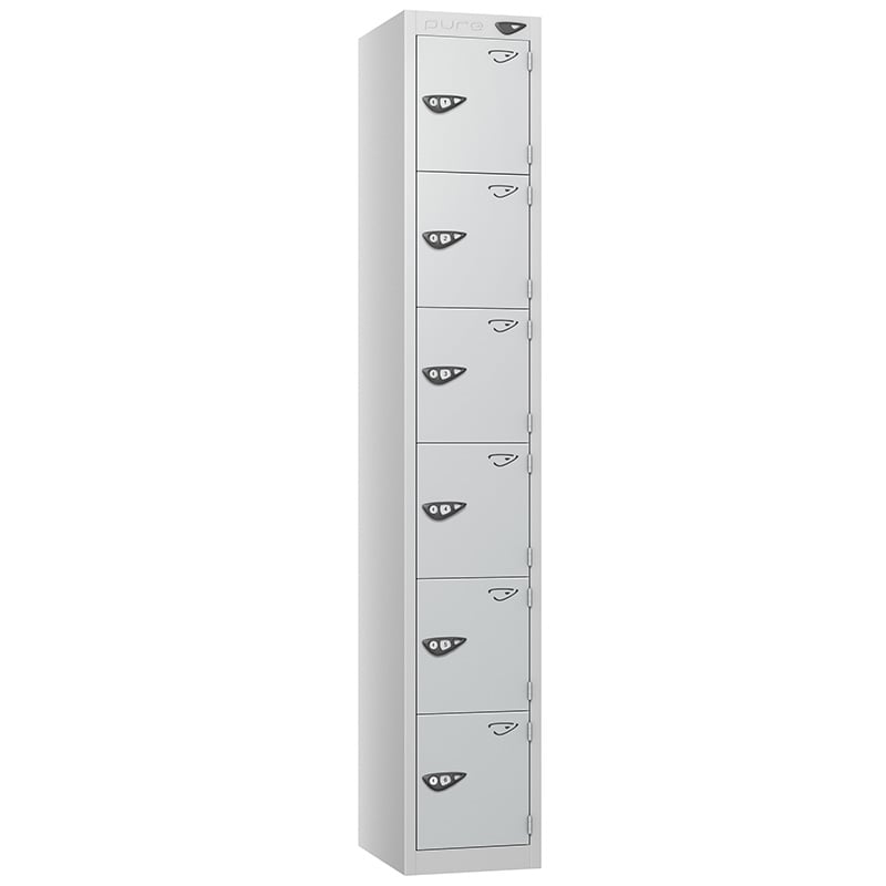 Pure 6-door locker with silver doors
