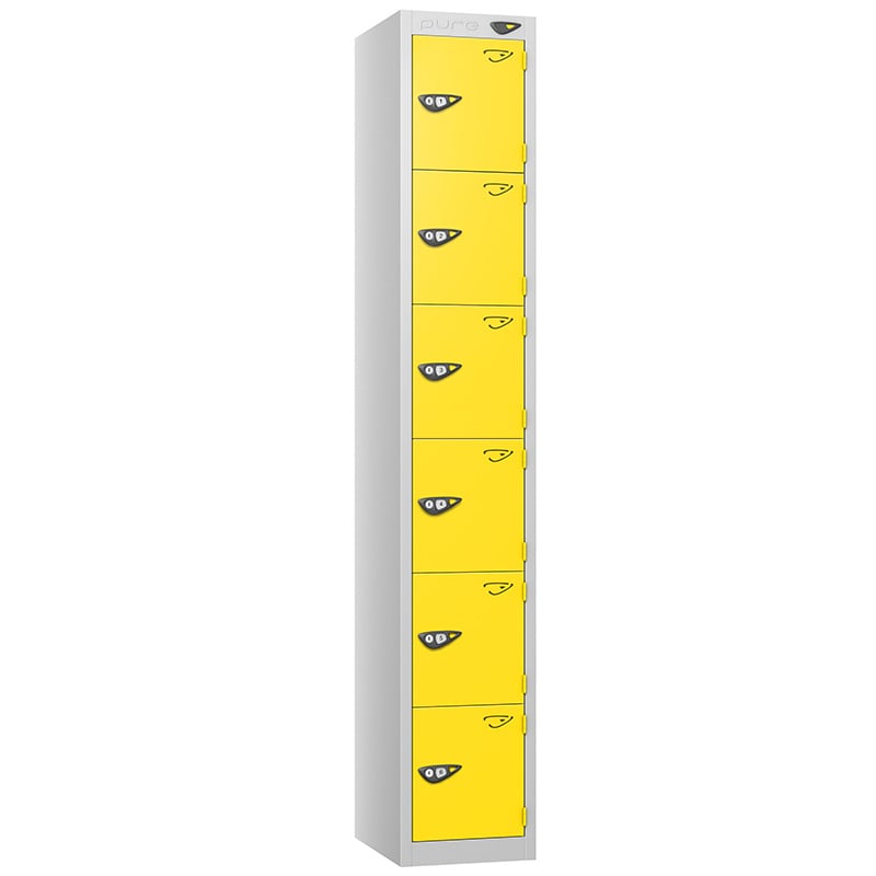 Pure 6-door locker with yellow doors