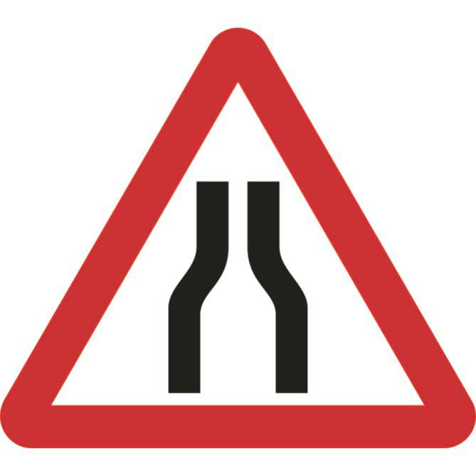 Road narrows both lanes triangular road traffic sign