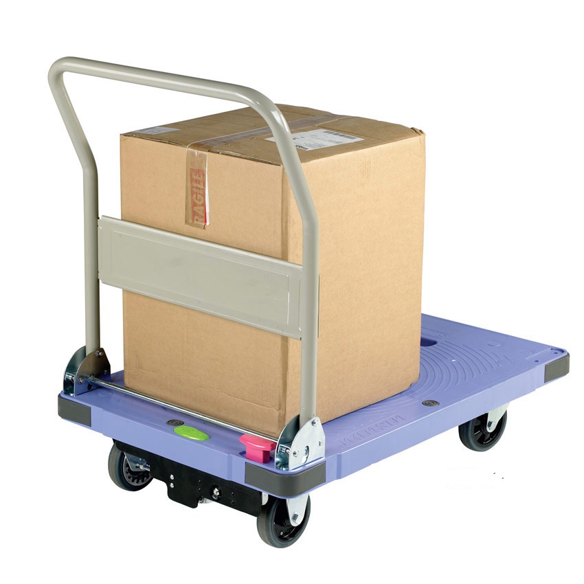 Silentmaster 300kg purple plastic platform trolley with brake and folding handle