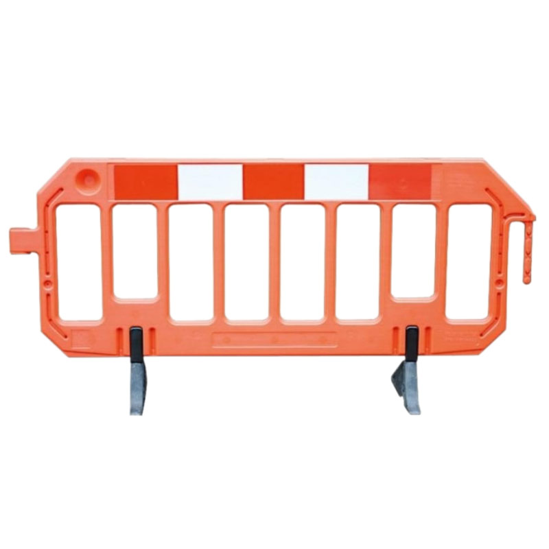 Traffic-line orange work barrier with reflective strips