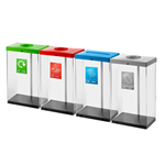 60L Clear Security Recycling Bin With Coloured Lid