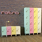 Pure Retro lockers in mint green, dusty pink, sunflower yellow and oyster cream