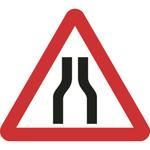 Road Narrows Both Lanes Sign