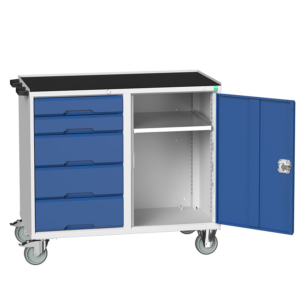 Bott Verso Mobile Maintenance Trolley (1 x cupboards 5 x Drawers, top tray and mat work surface)