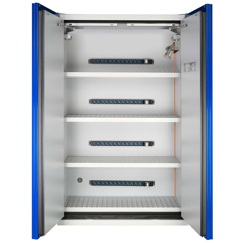2-Door Lithium-Ion Battery Storage Cabinet with Control Panel & 4 x 6 Charging Points - 1950 x 1200 x 600mm