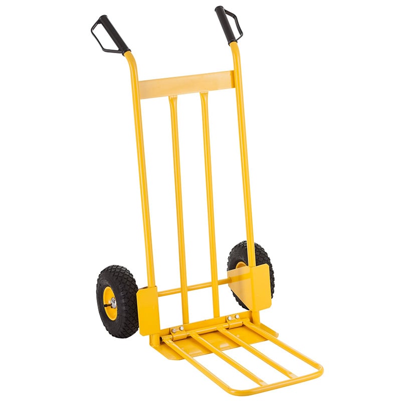 Yellow Steel Sack Truck with Folding Toeplate - 200kg Capacity