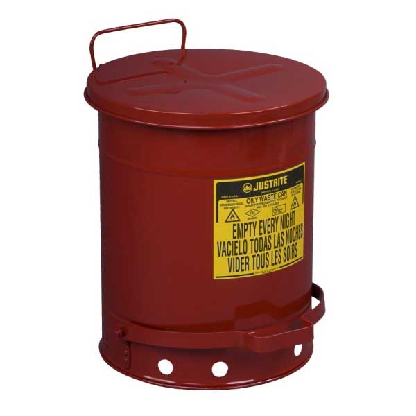 Justrite 34L Foot-Operated Oily Waste Can - 354mm Diameter x 464mm High