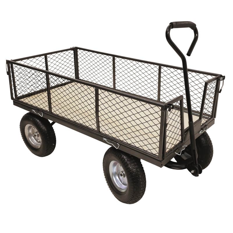 400kg Mesh Platform Truck with Plywood Deck and Pneumatic Tyres - Platform Size: 1520 x 745mm