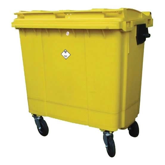 Clinical Waste Lockable Wheelie Bin - 660 litre  - 1200 x 1200 x 770 - 4 wheels