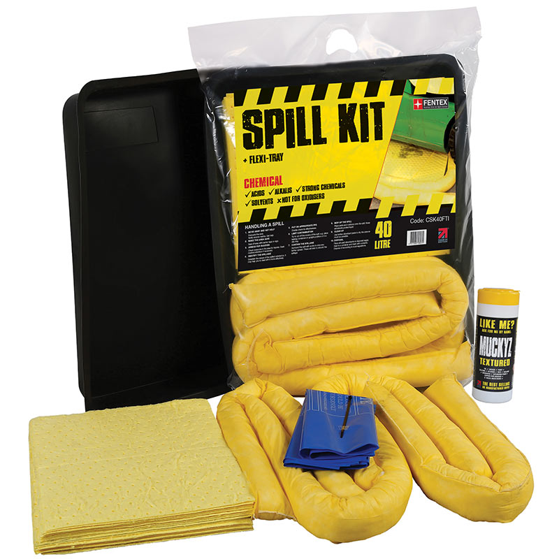 40 Litre Chemical Spill Kit with 52cm x 70cm flexi tray