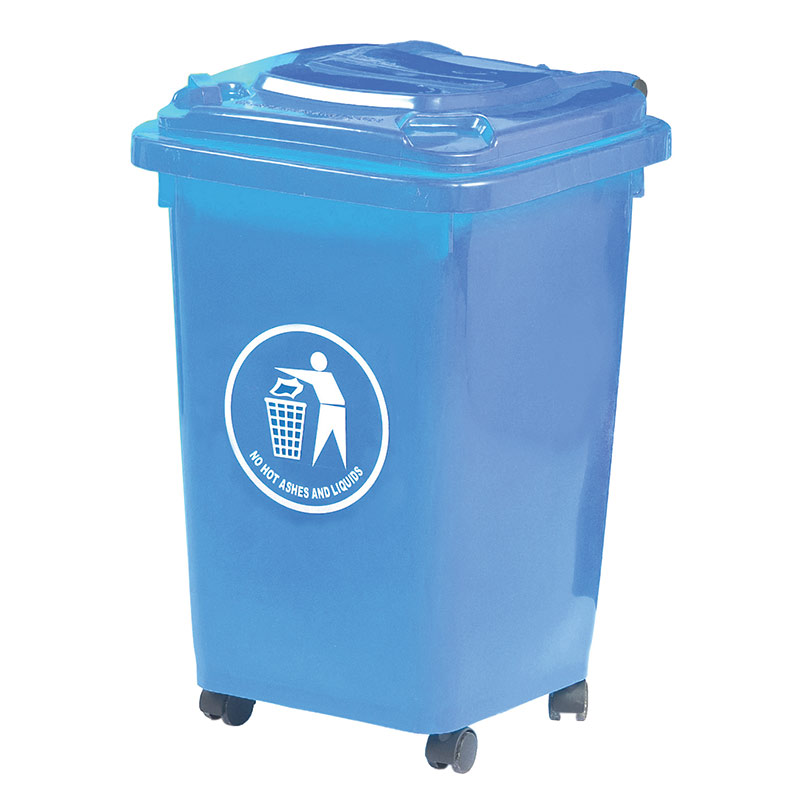 50L Blue Wheeled Bin - indoor use - Complies to BS/EN 840 - 30% recycled Polyethylene