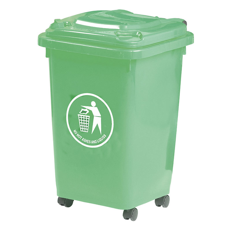 50L Green Wheeled Bin - indoor use - Complies to BS/EN 840 - 30% recycled Polyethylene