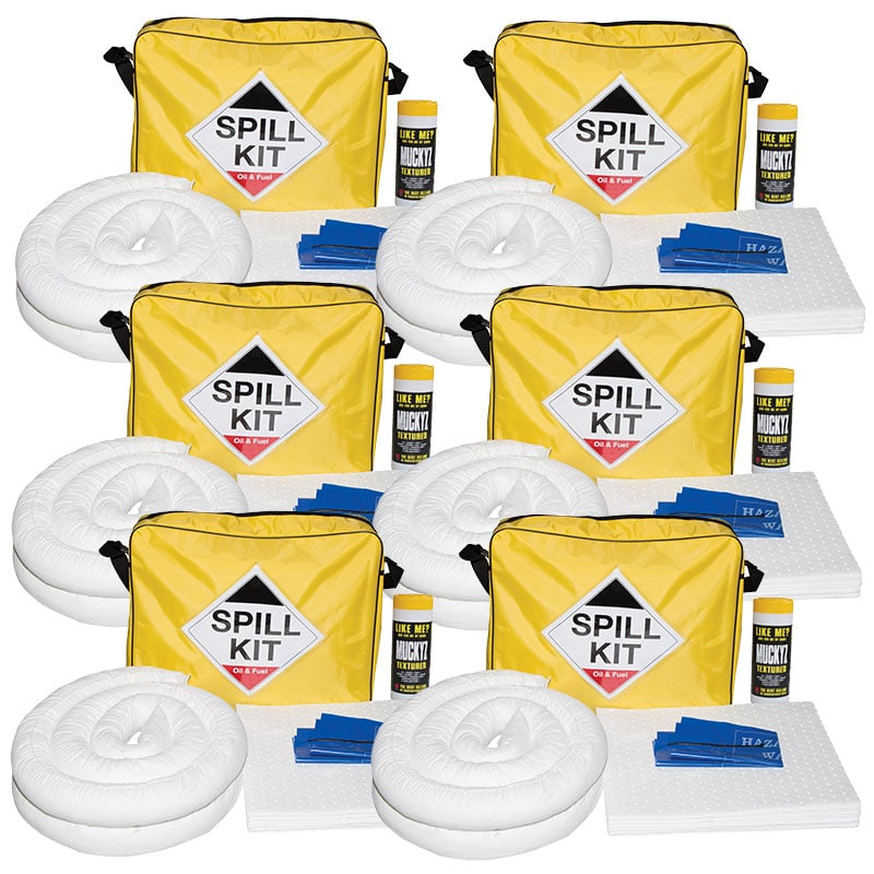 50L Oil & Fuel Spill Kits in Yellow Shoulder Bag - Pack of 6