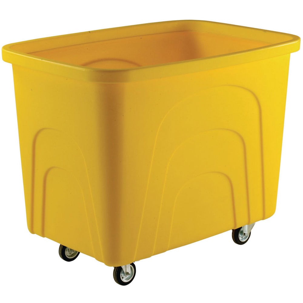Plastic Container Truck, Corner Wheels, Yellow, No Lid, Polypropylene Base