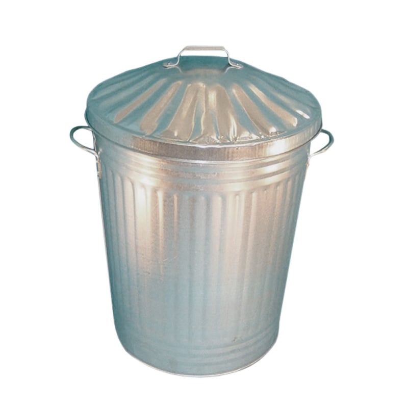 Galvanised 90L dustbin with galvanised lid