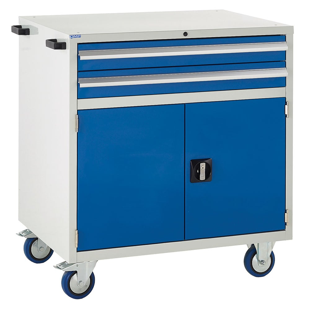 Euroslide 900 Mobile Cabinet with 2 x 100mm Drawers & 1 x 500mm Cupboard - 980 x 900 x 650mm