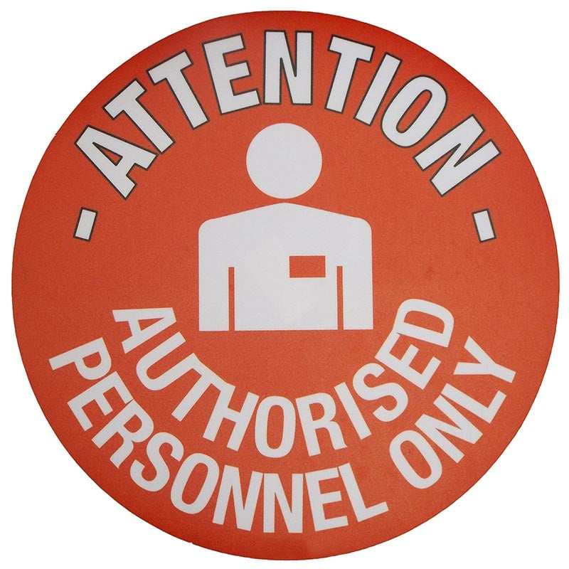 Attention Authorised Personnel Only Graphic Floor Sign Sticker - 430mm diameter