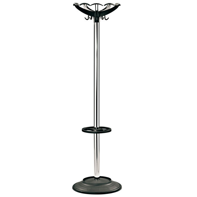 Black & Chrome Coat and Umbrella stand with 10 hooks