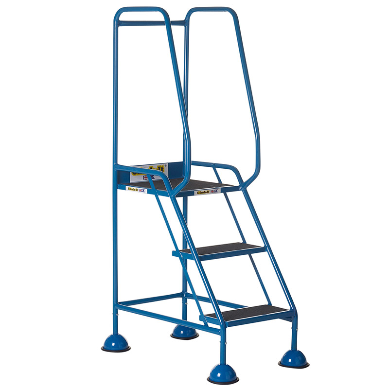 Climb-It 3 Tread Doomed Feet Steps - Anti-Slip Rubber Treads - 1420 x 550 x 820mm - Blue