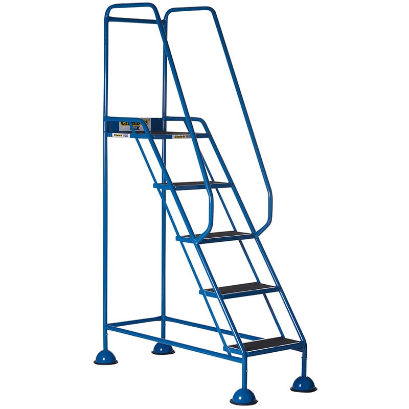 Climb-It 5 Tread Domed Feet Steps - Anti-Slip Rubber Treads - 2030 x 610 x 1150mm - Blue