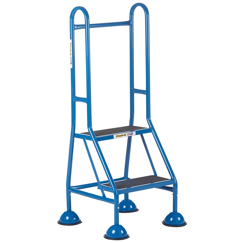 Climb-It Domed Feet Handy Steps with Full Handrail - 1185 x 540 x 540mm - Blue