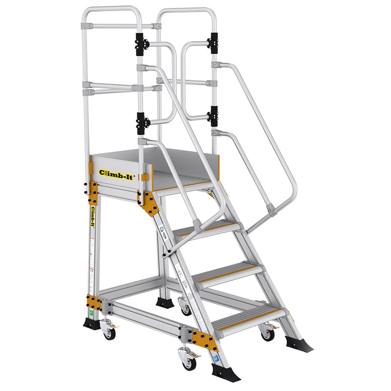 Climb-It 4-Tread Weight Reactive Aluminium Safety Steps - 1000mm Platform Height