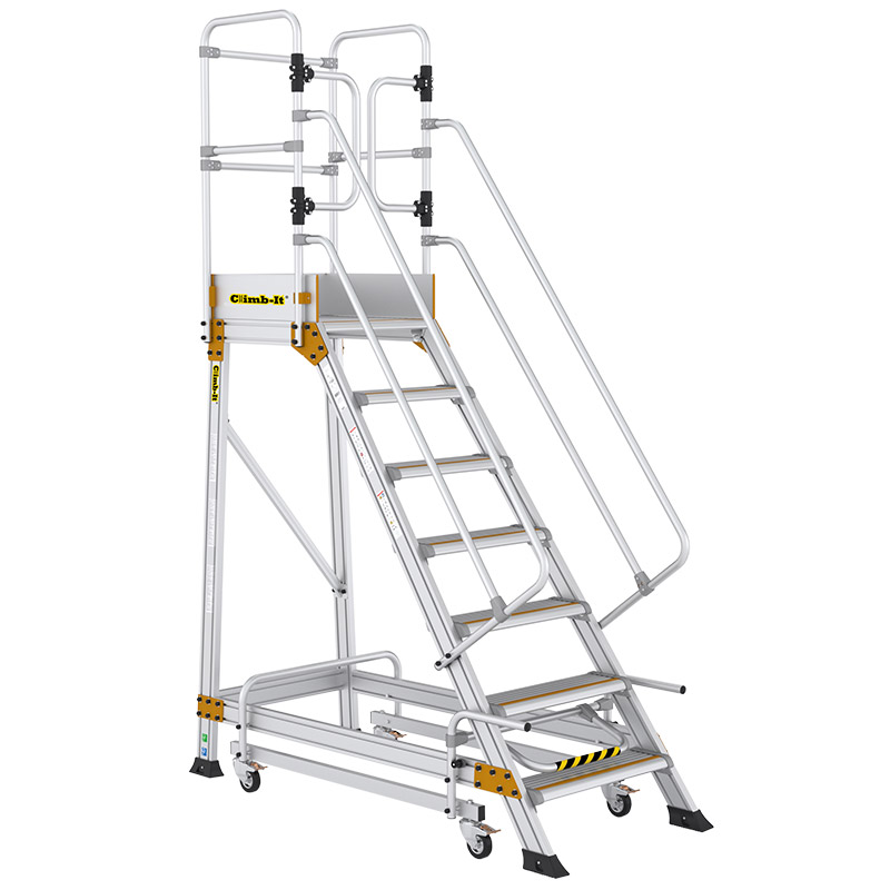 Climb-It 7-Tread Aluminium  Safety Steps with Safety Lock - 1750mm Platform Height - EN131 Professional Rated