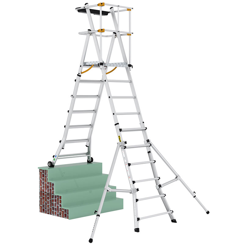 Climb-It Folding Platform Steps with Large Platform and Telescopic Legs - 2550mm extended platform heightt