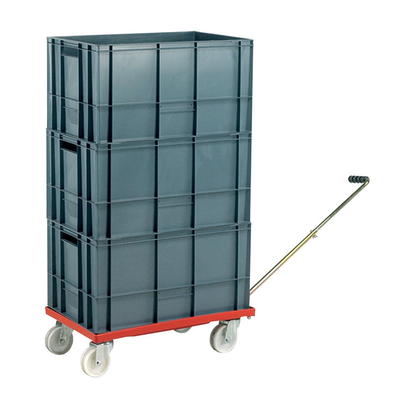 Euro Container Dolly with handle & 3 x 60L Euro Containers - 1110 x 420 x 625