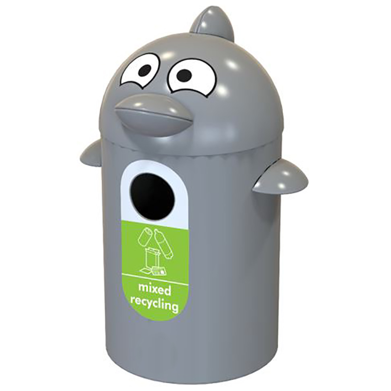 DolphinBuddy Litter Bin with Plastic Liner & mixed recycling Label