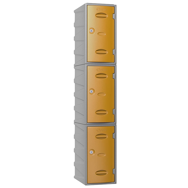 3 Tier Extreme Plastic Locker - Yellow Doors