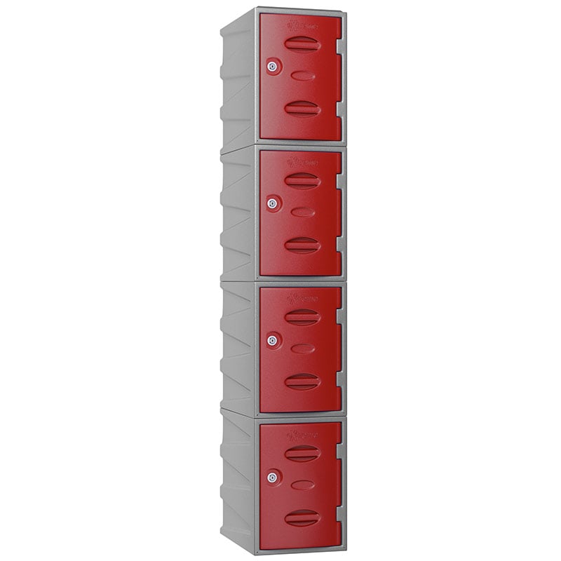 4 Tier Extreme Plastic Locker - Red Doors
